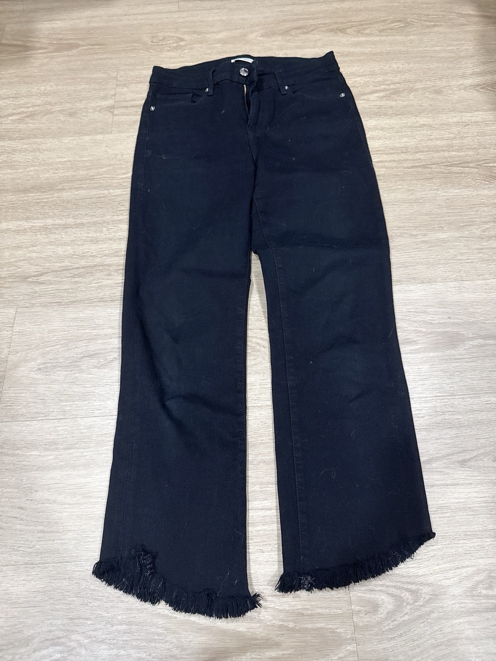 Good American Black Women's Frayed Hem Jeans